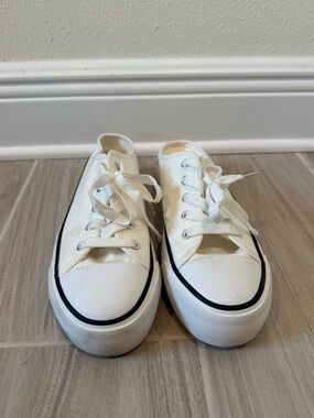 Classic White Canvas Sneakers with Black Trim - Women's